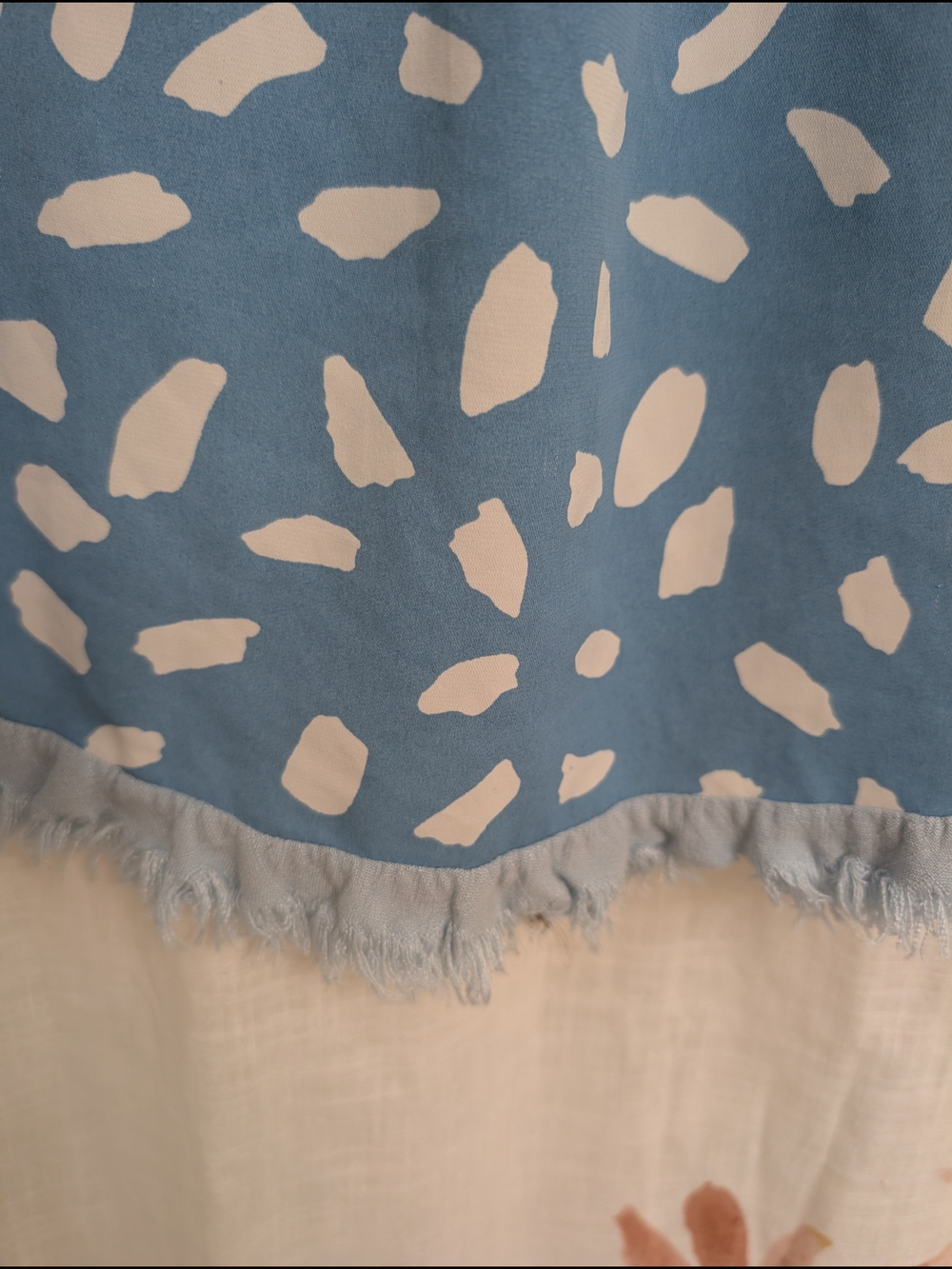 Umgee Blue Mixed Print Frayed Hem Button Front Tunic Top Size Large - Picture 4 of 5